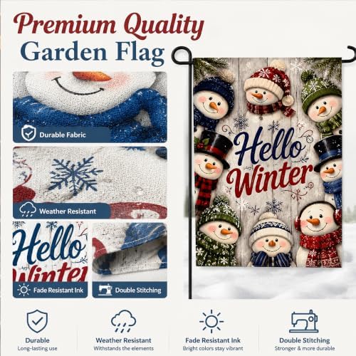 Christmas Decorations Outdoor - Hello Winter Snowman Garden Flag