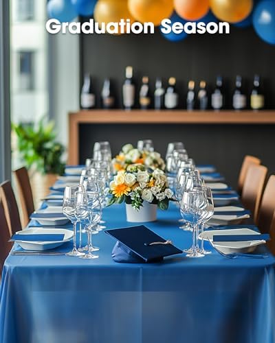 Pureegg Plastic Table Cloth Disposable 54x108 Inch 10 Pack, Blue