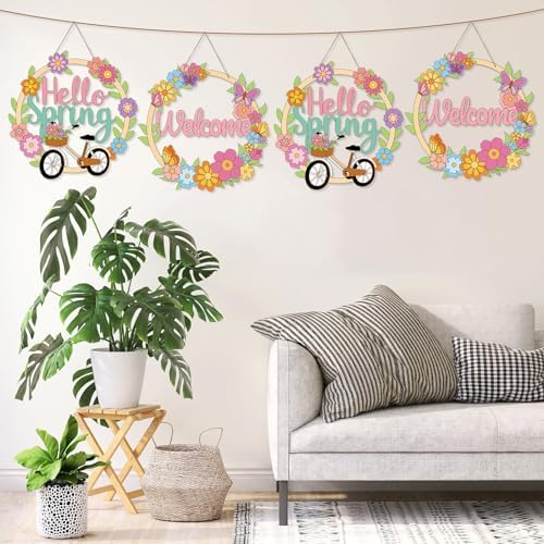Sereliy 24 Pcs Spring Coloring Wreath Crafts, Color Your Own Flower Crafts, DIY Paper Wreath for Spring Home Activities Games. (Spring.24)