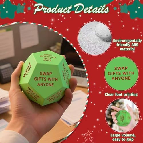 Santa Swap Gift Exchange Dice, 3 * 3in Exchange Christmas Stocking Stuffers