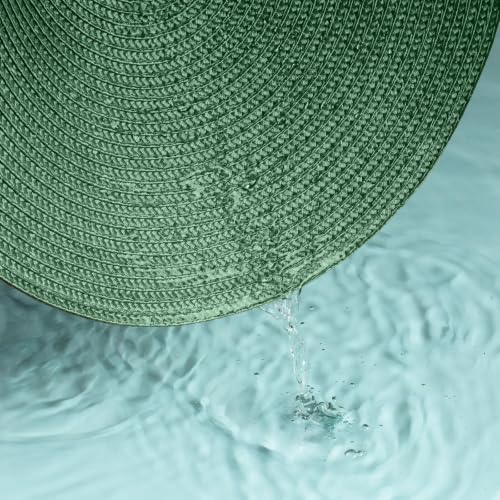 FunWheat Round Braided Placemats Set of 12 Place Mats for Dining Table Woven Washable Non-Slip Table Mats 15 Inch(Green,12pcs)