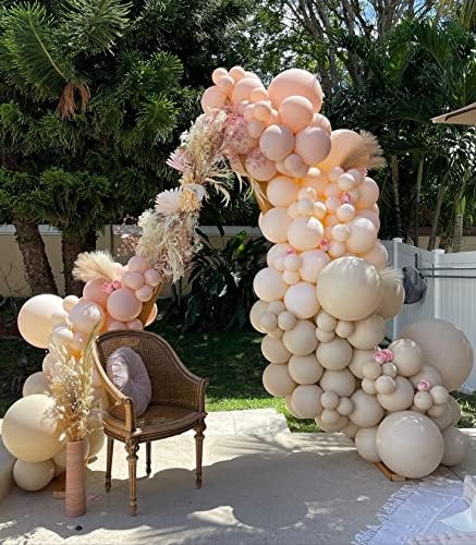 White Sand Balloon Arch Kit, 143Pcs Sand White cream beige Latex Balloon Garland kit, 18 12 10 5 Inch Different Size Balloons for Birthday Baby Shower Wedding Boho Party Decorations Supplies