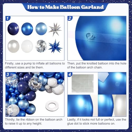 Blue Silver Balloon Garland Arch Kit for Birthday Decorations