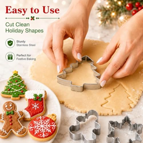 Christmas Cookie Cutters Set, 25 Stainless Steel Holiday Shapes