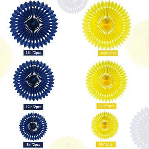 BEISHIDA Honeycomb Round Paper Fans Blue Yellow Hanging Party Decoration