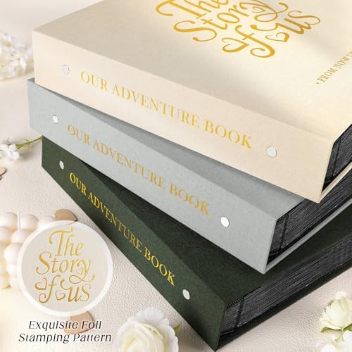 Lanpn Couple Photo Album 4x6 600 Pockets - The Story of Us, Linen Large Wedding Anniversary Picture Albums Book Horizontal Vertical Photo for Newlywed Engagement Love Stories Valentine's Day (Beige)