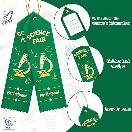 Taiyin 200 Pcs Science Fair Ribbons,Science Fair Participant Award,Green