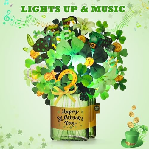 St Patricks Day Cards, Pop Up Musical Lights Up Happy Saint Patrick’s Card