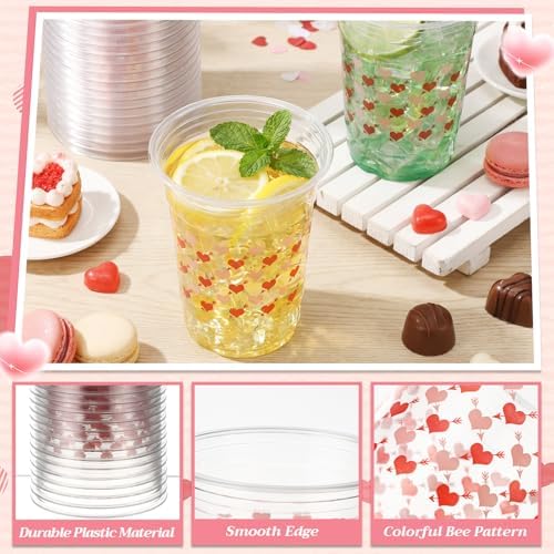 100 Pcs 16 oz Wedding Plastic Cups Bulk Disposable Romantic Cups