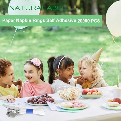 NATURALABEL Self-Adhesive Napkin Bands, Bulk Pack of 20,000, Blue