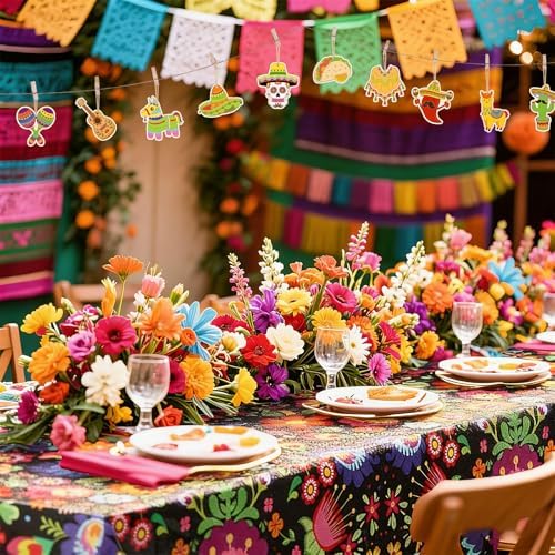 36PCS Wooden Cinco De Mayo Crafts Decorations Mexico Crafts for Kids Fiesta Party Ornaments to Paint, 12 Styles DIY Blank Unfinished Cutouts for Tree Hanging Mexican Theme Carnival Taco Birthday Party