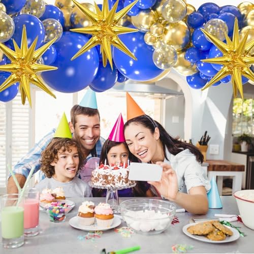 156 Pack 18" 12" 10" 5" Royal Blue and Gold Balloons Garland Arch Kit