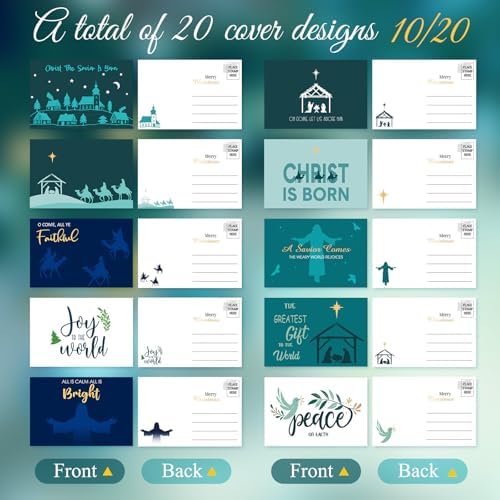 Nuanchu 80 Pcs Religious Christmas Postcards 4'' x 6'' Nativity Holiday Christian Cards Christmas Greeting Cards for Friends Relatives, 20 Designs