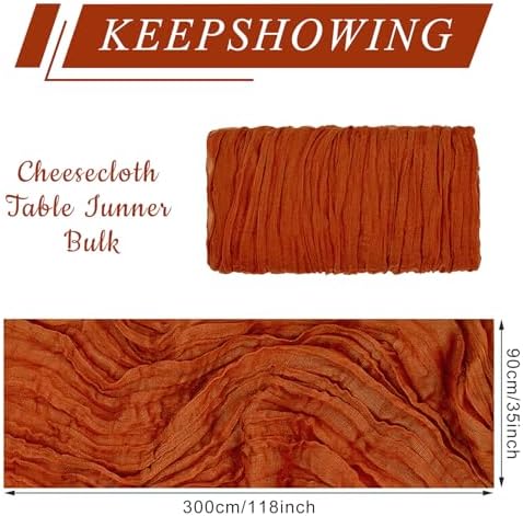 1 Pack Cheesecloth Table Runner 10Ft Christmas Gauze Boho Table Runners for Wedding Decor Bridal Shower Decorations(35" x 120")