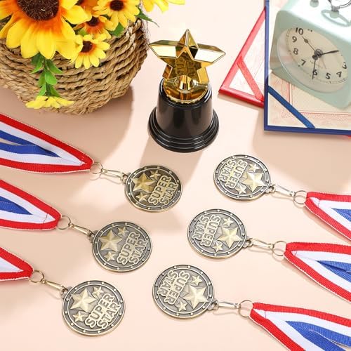 20 Pcs 2'' Awards Medals Bulk Winner Medals with Neck Ribbons Metal Trophy Award Prize Gift for Tournaments, Competitions, Party, Kids and Adults