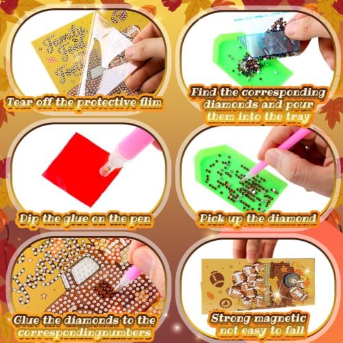 Saillong 12 Pack Fall Football Diamond Painting Greeting Card with Envelope