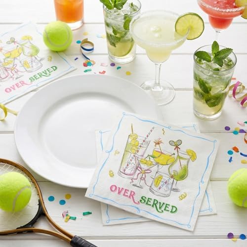 100 Pcs Sports Cocktail Napkins 5 x 5 Inch Tennis Cheers Plaid Paper Napkins 3-ply over Served Disposable Paper Martini Decorations for Party Decorations Summer Spring Sports Party (Tennis Champagne)