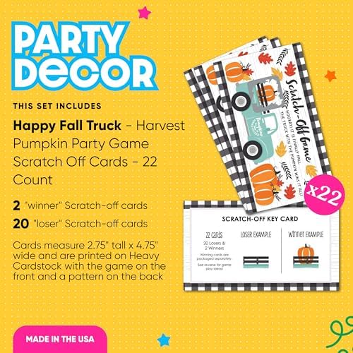Big Dot of Happiness Fall Truck - Thanksgiving & Halloween Party Game - 22 Count Scratch Offs (Pack of 2)