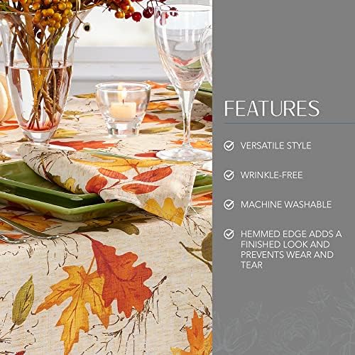 Autumn Leaves Fall Printed Napkins, Set of 8, Multicolor - 17" W x 17" L