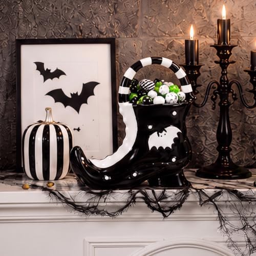 Reallnaive Halloween Candy Bowl Ceramic Witch Boot Halloween Table Decor
