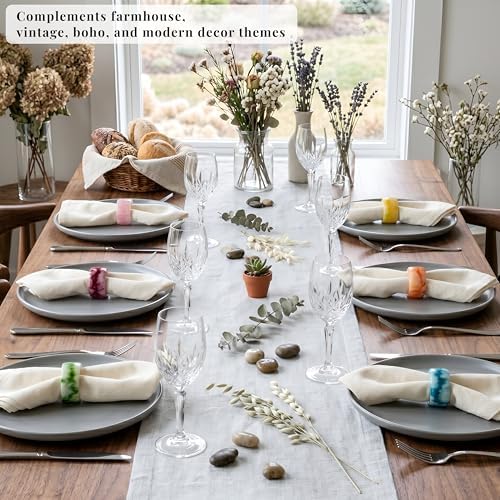 Unique Artisan Resin Napkin Rings Set of 48, Luxurious Modern Table Decor, High-End Designer Napkin Holders for Sophisticated Dining, Everyday Use & Outdoor Dining (Pastel) - ALPHA Living HOME