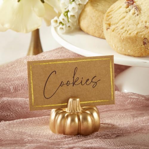 Kate Aspen Fall Decor Mini Gold Pumpkin Place Card Holder (Set of 6), Perfect for Thanksgiving Table Decor, Fall Themed Weddings, Bridal Brunches