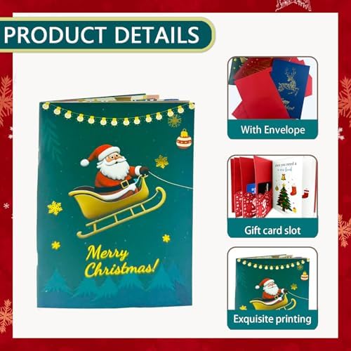 XIJQRAC Christmas Gift Card Booklet with Envelopes, Xmas Money Holder & Gift Card Holder Book （Santa Claus）, Holiday Party Supplies for Teacher Coworker Men Women