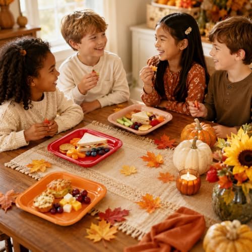 48PCS Fall Disposable Paper Plates 7 inch Square Party Decor Dessert Plates