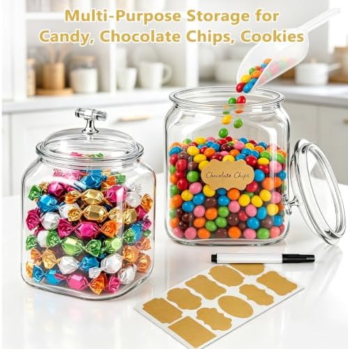 4 Pcs Candy Jars with Lids,101oz Clear Plastic Cookie Container