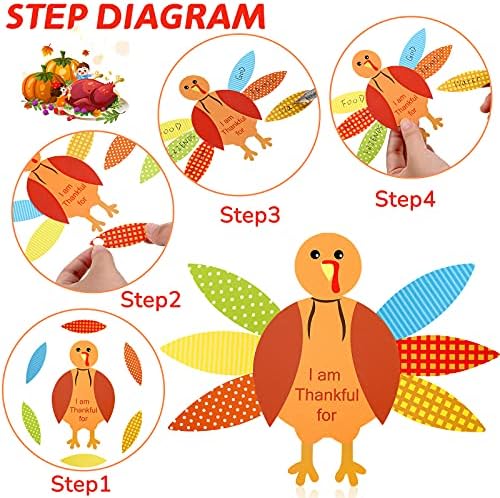 Gejoy 56 Pcs Turkey Craft Kits Thanksgiving Party Decorations Orange