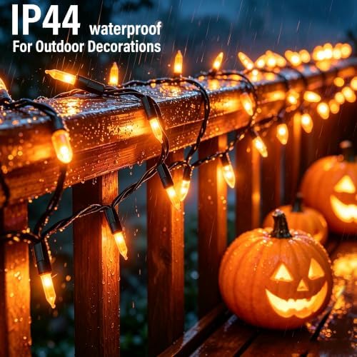 TW SHINE Orange Halloween Lights, 2 Pack 20FT 100 Count Incandescent Mini String Lights, Waterproof Halloween Decorations for Outdoor Indoor Patio Home Party Garden Yard Decor