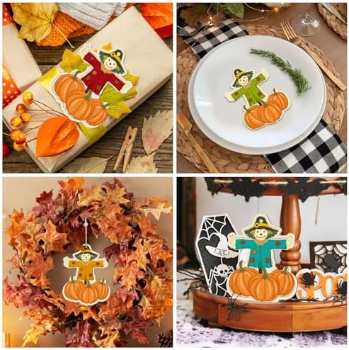 Wooden Fall Ornaments to Paint Halloween Thanksgiving Decoration Cutouts Unfinished 24PCS, DIY Blank Unfinished Maple Leaf Wood Discs Ornament for Home Harvest Crafts Hanging Autumn Decorations