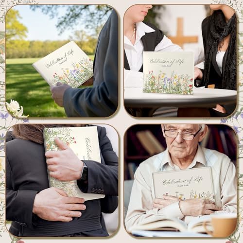 Patelai Funeral Guest Book with Pen, Vintage Wildflower