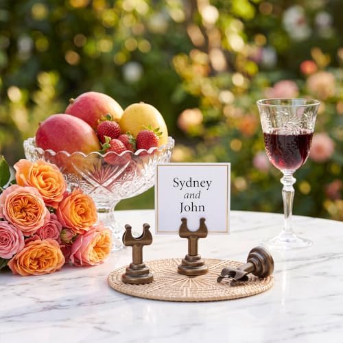 24 Pcs Bronze Table Number Holder Metal 1.8 in Place Card Holder