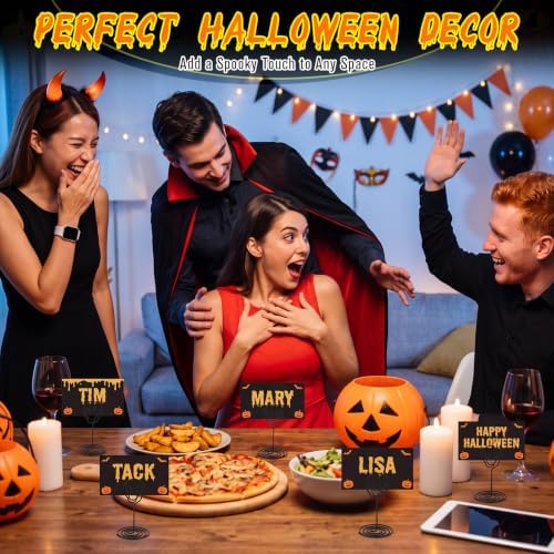 AceOrbit 24 Pcs Halloween Skull Place Cards Holder Gothic Table Stands