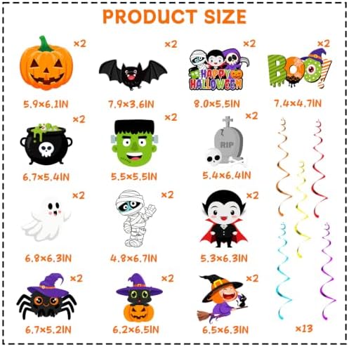 Halloween Hanging Decorations-26 Pack Halloween Hanging Swirls Ghost Pumpkin Bat Batty Twisting Hanging Decor for Classroom Hanging Ghost Pumpkin Ceiling Decor Indoor