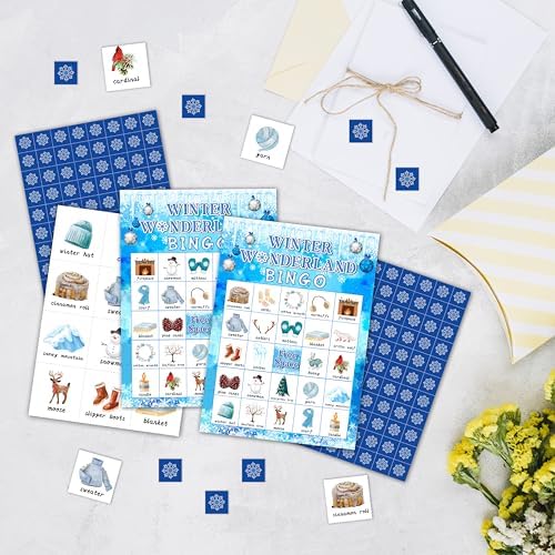 Winter Bingo Games Cards For Adults, Christmas Bingo Cards For Party, Snowman Xmas Party Decorations Favors Supplies, Merry Christmas Game For Family Friends, Holiday Games For 24 Players -12