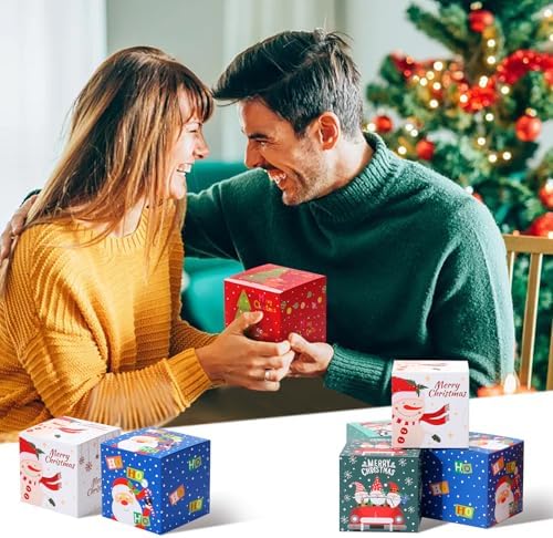 COTOPHER 20 Pcs Christmas Gift Boxes, 6"x6"x6" Xmas Candy Box for Giving