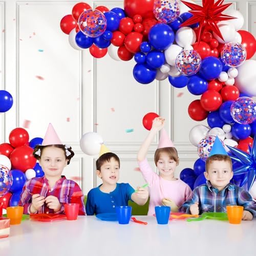 Red White Blue Balloon Arch Kit for Birthday Party Decorations