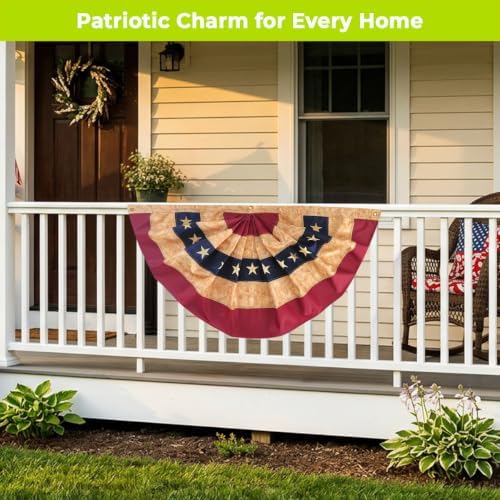 Briarwood Lane 4th of July Bunting 48" X 24 Tea Stained Patriotic For 4th of July Bunting
