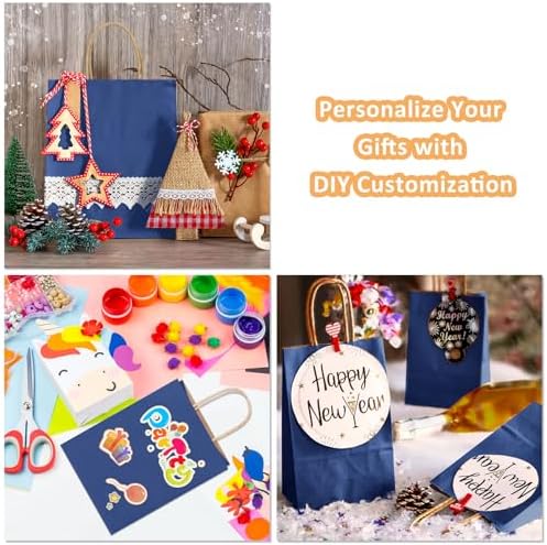 BagDream Gift Bags with Handles 8x4.25x10.5 Inch Navy Blue 100 Pack Bulk
