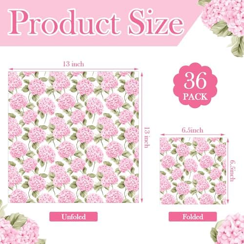 Yexiya 36 Sheet 6 Style Pink Floral Paper Napkins for Decoupage