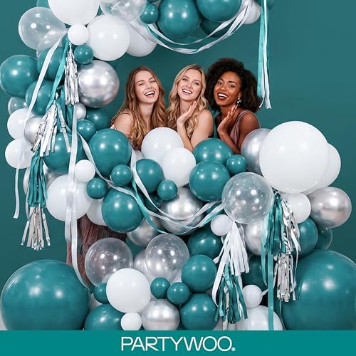 PartyWoo Slate Blue Balloons 140pcs Dusty Blue Boho Neutral Different Sizes