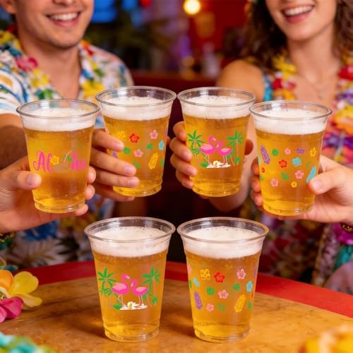Hawaiian Luau Party Decorations Cups for Tiki Tropical Party Decor Supplies