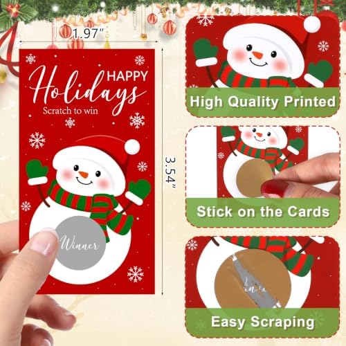 Christmas Scratch Off Cards, Fun Holiday Scratch Off Cards for Party, Christmas Lottery Tickets for Family Activities, Raffle Prize Card