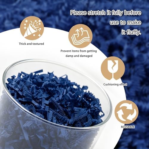 Zankubom 10 LB Royal Blue Crinkle Cut Paper Shred Filler Great for Gift Wrapping, Basket Fillers, Birthday, Gift Wrapping, Anniversary, Halloween Thanksgiving Christmas Party Decor Filling Supplies