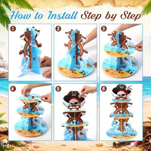 3 Tier Pirate Cupcake Stand Decoration Pirate Birthday Party Decor
