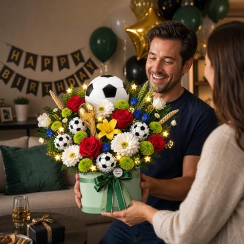 APOTODITO Soccer Birthday Card for Men with Music & Lights, 3D Pop Up Football Gift for Soccer Fans, Dad, Husband, Boyfriend and Boys