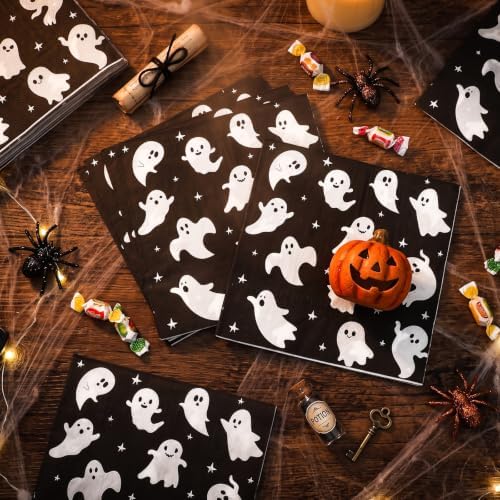 MotiMind Halloween Paper Napkins for Party,50 Pcs,Ghost