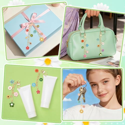 AUGSUN 189Pcs Flower Keychain Making Kit Floral DIY Keychain Craft